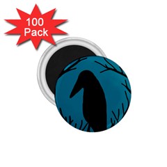 Halloween Raven - Blue 1 75  Magnets (100 Pack)  by Valentinaart