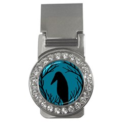 Halloween Raven - Blue Money Clips (cz)  by Valentinaart