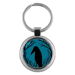 Halloween Raven - Blue Key Chains (round) 