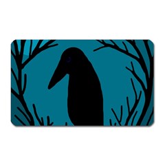 Halloween Raven - Blue Magnet (rectangular) by Valentinaart