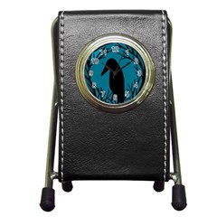 Halloween Raven - Blue Pen Holder Desk Clocks