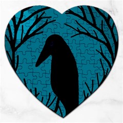 Halloween Raven - Blue Jigsaw Puzzle (heart)