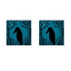 Halloween Raven - Blue Cufflinks (square)