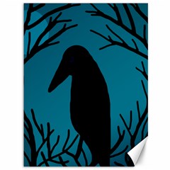 Halloween Raven - Blue Canvas 36  X 48   by Valentinaart