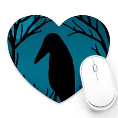 Halloween Raven - Blue Heart Mousepads by Valentinaart