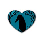 Halloween raven - Blue Rubber Coaster (Heart)  Front