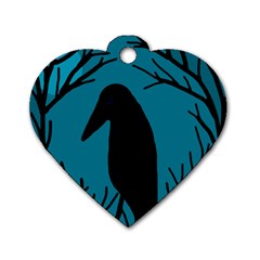 Halloween Raven - Blue Dog Tag Heart (one Side)