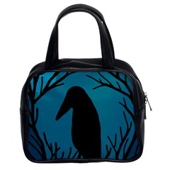 Halloween Raven - Blue Classic Handbags (2 Sides)