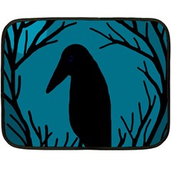 Halloween Raven - Blue Double Sided Fleece Blanket (mini)  by Valentinaart