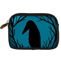 Halloween Raven - Blue Digital Camera Cases by Valentinaart