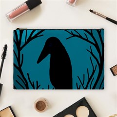 Halloween Raven - Blue Cosmetic Bag (large)  by Valentinaart