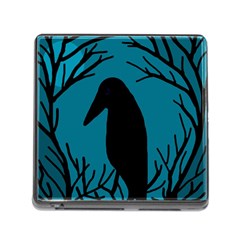 Halloween Raven - Blue Memory Card Reader (square) by Valentinaart