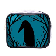 Halloween Raven - Blue Mini Toiletries Bags by Valentinaart