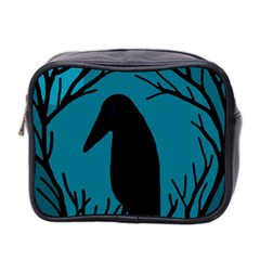 Halloween Raven - Blue Mini Toiletries Bag 2-side by Valentinaart