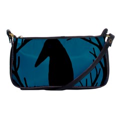 Halloween Raven - Blue Shoulder Clutch Bags by Valentinaart