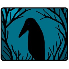 Halloween Raven - Blue Fleece Blanket (medium) 