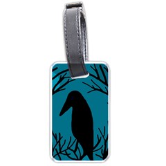 Halloween Raven - Blue Luggage Tags (one Side)  by Valentinaart