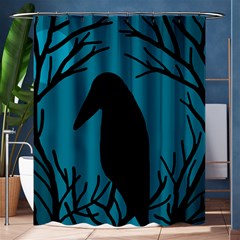 Halloween Raven - Blue Shower Curtain 60  X 72  (medium) 