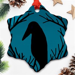 Halloween Raven - Blue Ornament (snowflake)  by Valentinaart