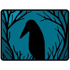 Halloween Raven - Blue Double Sided Fleece Blanket (large) 