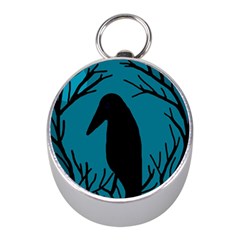 Halloween Raven - Blue Mini Silver Compasses by Valentinaart