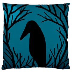 Halloween Raven - Blue Standard Flano Cushion Case (one Side) by Valentinaart