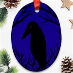 Halloween raven - deep blue Ornament (Oval)  Front