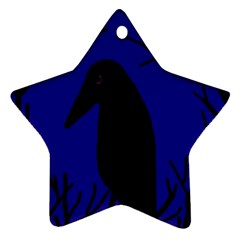 Halloween Raven - Deep Blue Ornament (star)  by Valentinaart