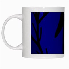 Halloween Raven - Deep Blue White Mugs by Valentinaart