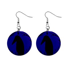 Halloween Raven - Deep Blue Mini Button Earrings by Valentinaart