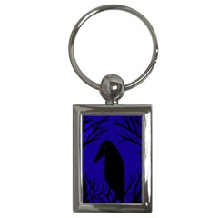 Halloween Raven - Deep Blue Key Chains (rectangle) 