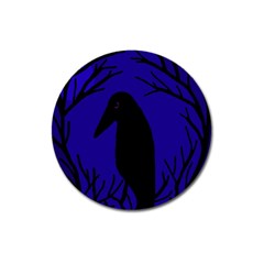 Halloween Raven - Deep Blue Magnet 3  (round) by Valentinaart