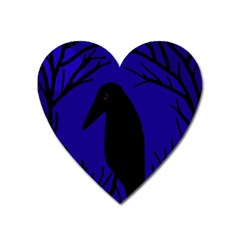 Halloween Raven - Deep Blue Heart Magnet