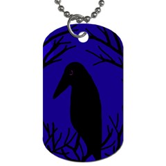 Halloween Raven - Deep Blue Dog Tag (one Side)