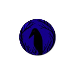 Halloween Raven - Deep Blue Golf Ball Marker by Valentinaart