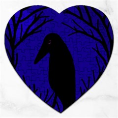 Halloween Raven - Deep Blue Jigsaw Puzzle (heart)