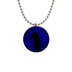 Halloween Raven - Deep Blue Button Necklaces by Valentinaart