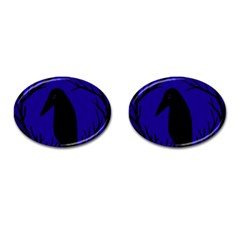 Halloween Raven - Deep Blue Cufflinks (oval)