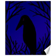 Halloween Raven - Deep Blue Canvas 8  X 10  by Valentinaart