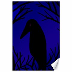 Halloween Raven - Deep Blue Canvas 12  X 18  