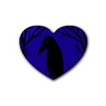 Halloween raven - deep blue Rubber Coaster (Heart)  Front