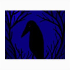 Halloween Raven - Deep Blue Small Glasses Cloth (2-side) by Valentinaart