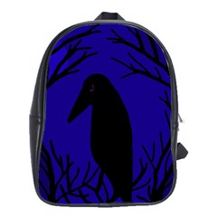 Halloween Raven - Deep Blue School Bags(large)  by Valentinaart