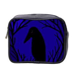 Halloween Raven - Deep Blue Mini Toiletries Bag 2-side by Valentinaart