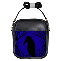 Halloween Raven - Deep Blue Girls Sling Bags by Valentinaart