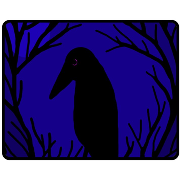 Halloween raven - deep blue Fleece Blanket (Medium) 