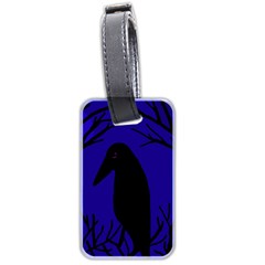 Halloween Raven - Deep Blue Luggage Tags (two Sides) by Valentinaart