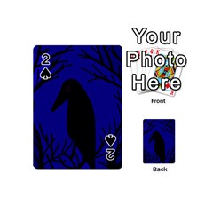 Halloween Raven - Deep Blue Playing Cards 54 (mini)  by Valentinaart