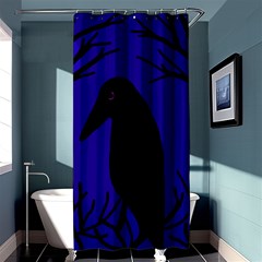 Halloween Raven - Deep Blue Shower Curtain 36  X 72  (stall) 