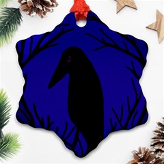 Halloween Raven - Deep Blue Ornament (snowflake)  by Valentinaart